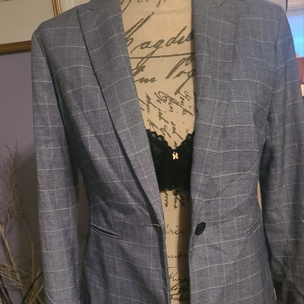 BANANA REPUBLIC NEW BLAZER GREY WHITE SIZE 2 HP 8x🔥🔥 - Picture 6 of 8